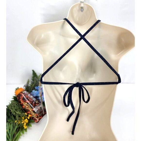 Triangle Bikini Top by Converse - Navy Blue with Stars, Criss Cross Back - MED - Picture 9 of 10
